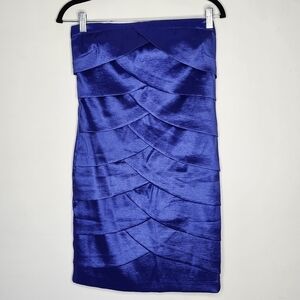 DYNAMITE Cobalt Blue Shiny Strapless Tube Dress Size 9